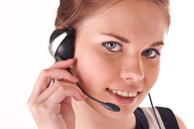 Pretty girl with headset and smile clipart