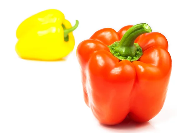 Červené Žluté Papriky Izolované Bílým Pozadím — Stock fotografie