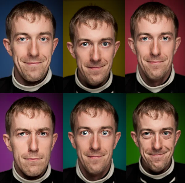 Conjunto de retratos de homem. Manycolored . — Fotografia de Stock