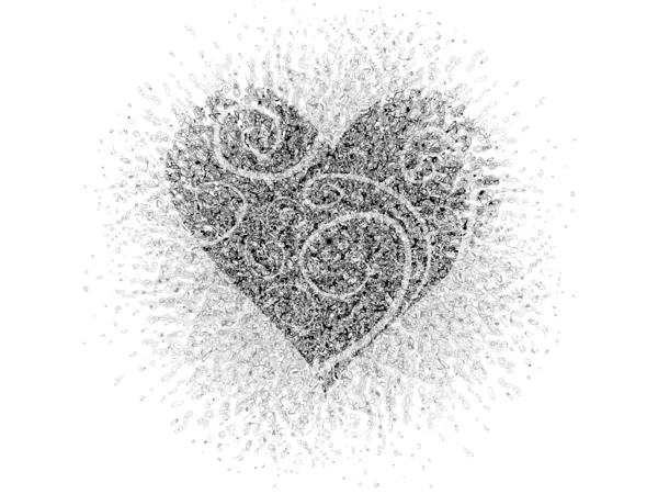 Spletitý Inkoustem Potřísněné Černé Srdce — Stock fotografie