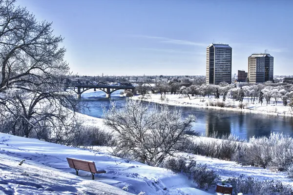 Inverno na cidade de Saskatoon, Canadá — Fotografia de Stock