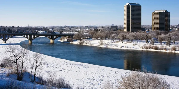 Inverno na cidade de Saskatoon, Canadá — Fotografia de Stock