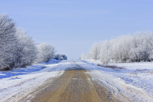 Winterkalte, verschneite Straße — Stockfoto