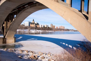 Bridge framing downtown Saskatoon clipart