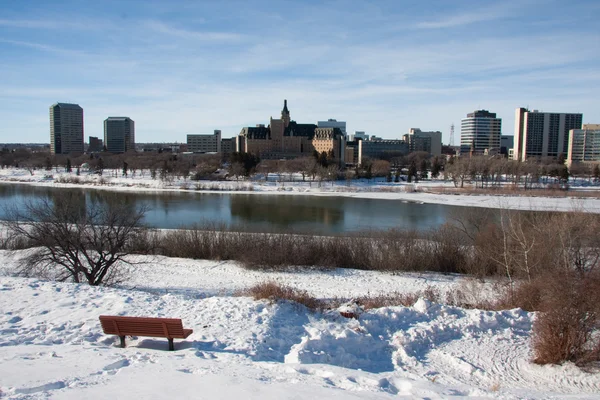 Innenstadt saskatoon im Winter — Stockfoto