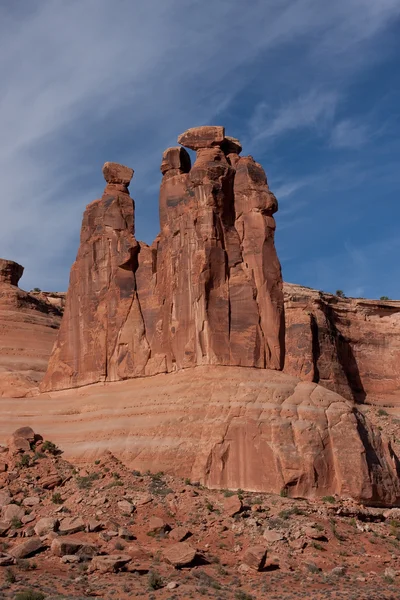 Drie roddels vorming in het arches national park — Stockfoto