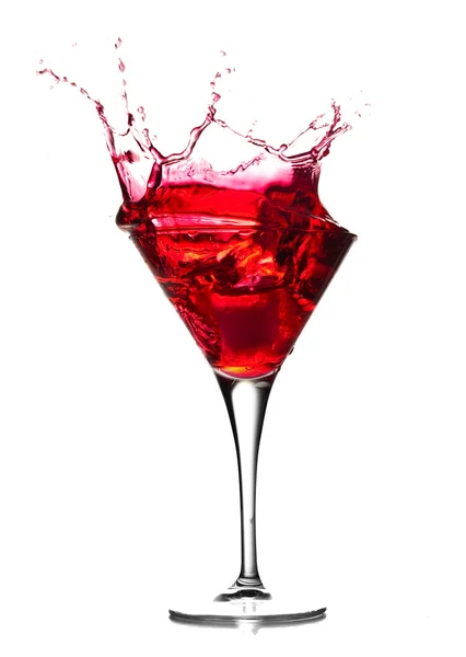 Red Cocktail Splash White Background — 스톡 사진
