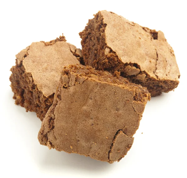 Choklad Brownies Isolerad Vit Bakgrund — Stockfoto