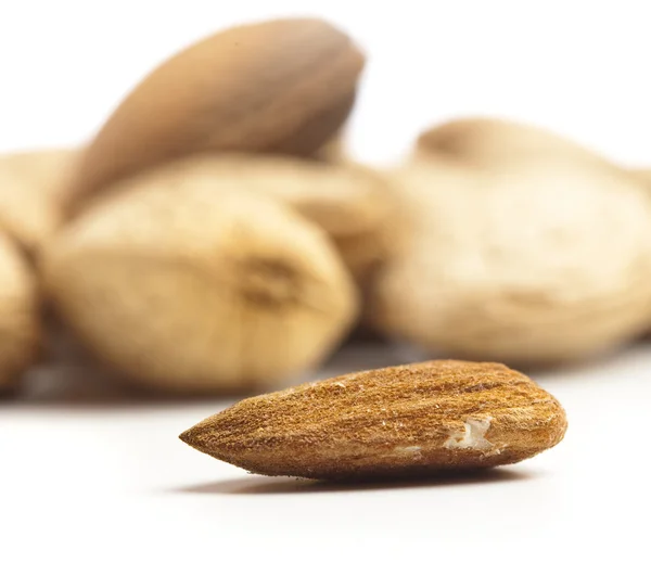 Focused Almond Blurred Background White — Stock Photo, Image