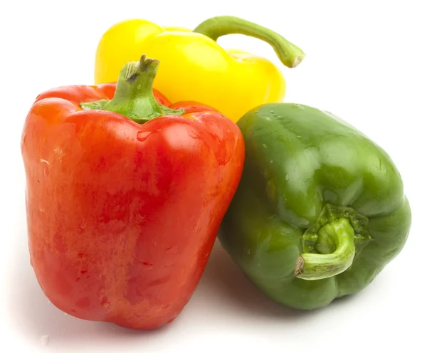Red Yellow Green Pepper White Background — Stock Photo, Image