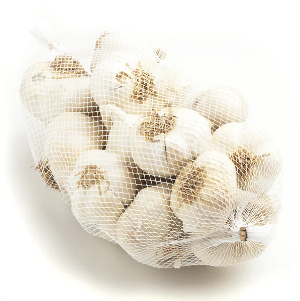 Pakiet Cebulki Czosnku Białym Tle — Zdjęcie stockowe