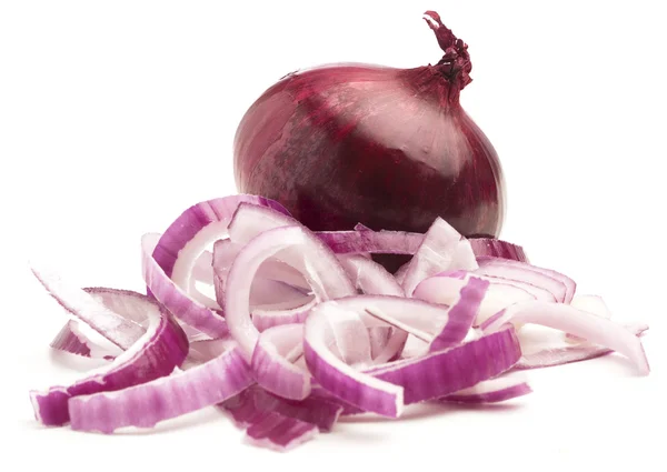Purple Onion Slices White Background Closeup — Stock Photo, Image