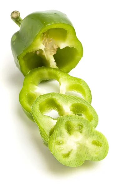 Green Pepper Slice Isolated White Background — Stock Photo, Image