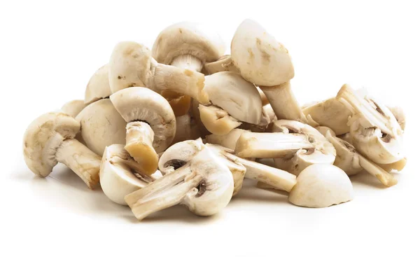 Mushroom Slices Pile White Background — Stock Photo, Image