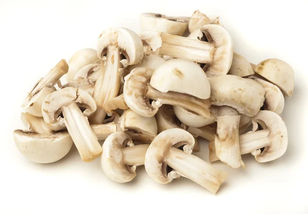 Mushroom Segmenten Stapel Een Witte Achtergrond — Stockfoto