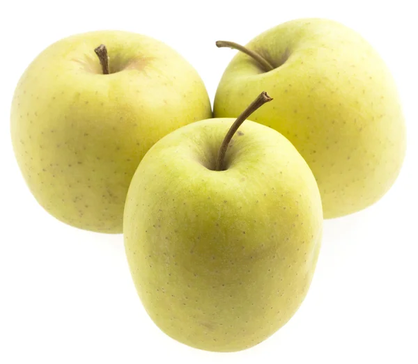 Grönt Äpple Gruppen Vit Bakgrund — Stockfoto