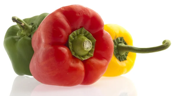 Red Yellow Green Pepper White — Stock Photo, Image
