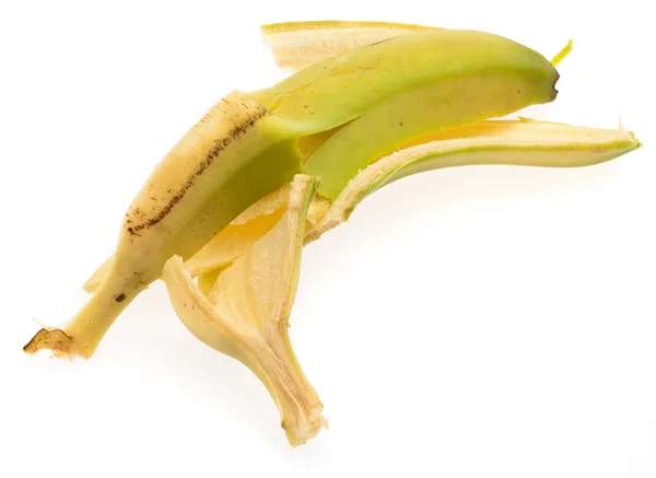 Peeling Plátano Aislado Sobre Fondo Blanco — Foto de Stock