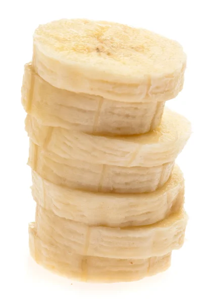 Fatias Banana Isoladas Fundo Branco — Fotografia de Stock
