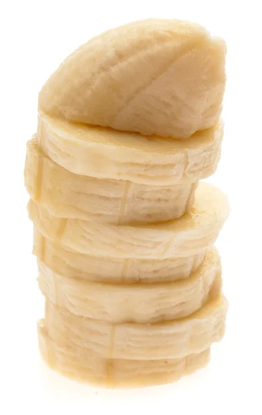 Fatias Banana Isoladas Fundo Branco — Fotografia de Stock