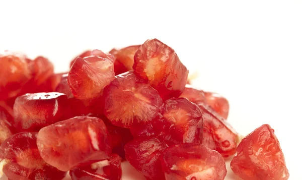 Extreme Closeup Pomegranate Grains White Background — Stock Photo, Image