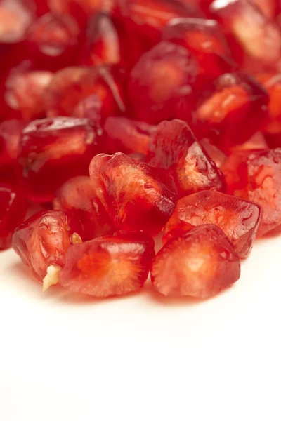 Extreme Closeup Pomegranate White Background — Stock Photo, Image