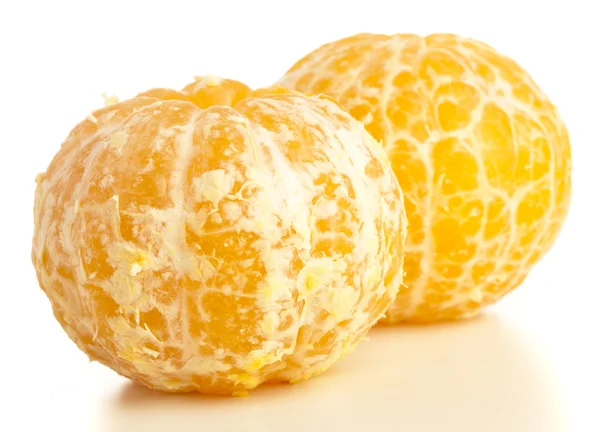 Mandarino Arancio Sbucciato Isolato Sfondo Bianco — Foto Stock