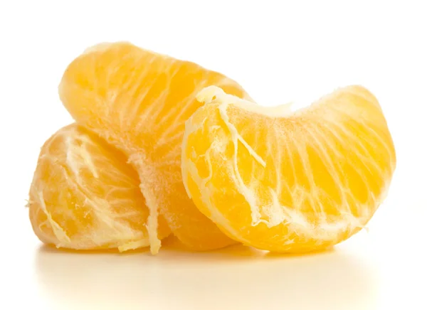 Mandarino Arancio Sbucciato Sfondo Bianco — Foto Stock
