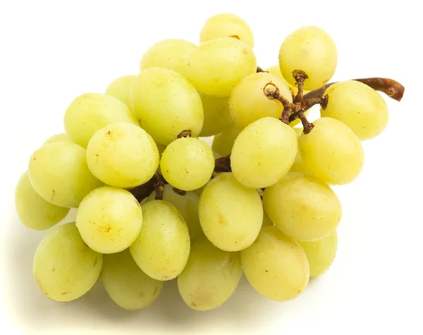 Close Van Een Groene Druiven Stapel Witte Achtergrond — Stockfoto