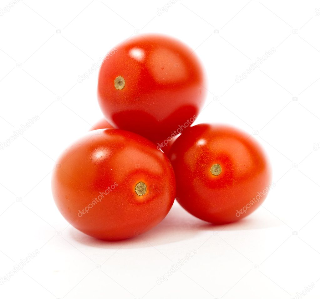 Cherry tomatoes isolated on a white background