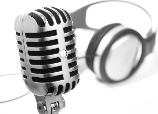 Mikrofon ve kulaklık vintage — Stok fotoğraf