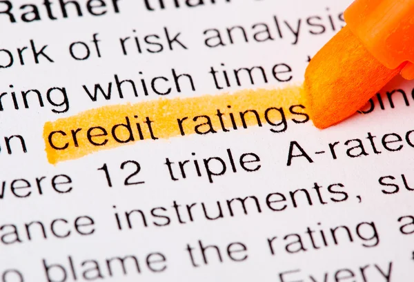 Słowo ratingów kredytowych — Zdjęcie stockowe