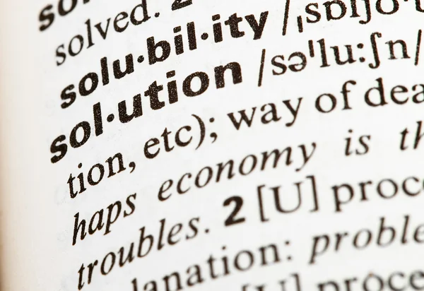 Solution definition in dictionary — Stock Photo, Image