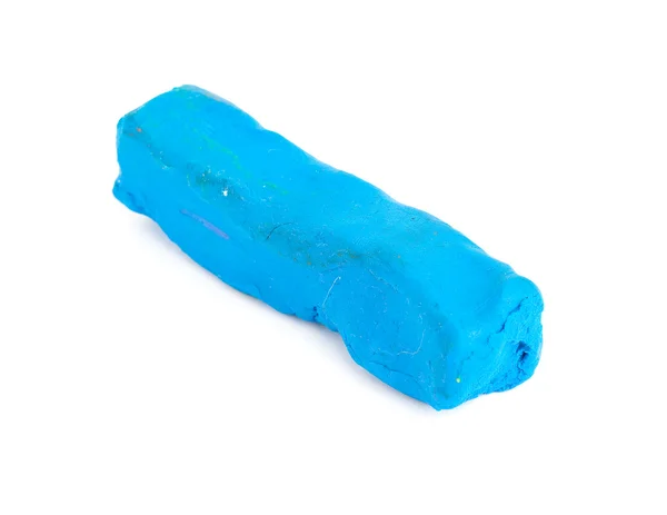 Une image d'un morceau de plasticine bleue sur fond blanc — Photo