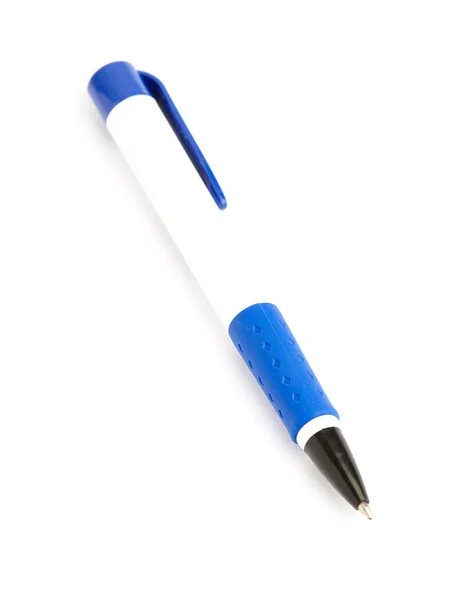 Beyaz üzerine mavi kalem — Stok fotoğraf