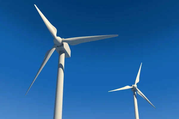 Turbiny wiatrowe na błękitnym niebie — Zdjęcie stockowe