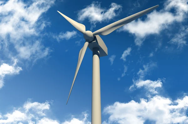 Turbina wiatrowa na błękitnym niebie — Zdjęcie stockowe