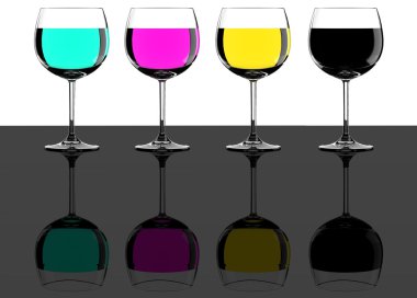 CMYK wine glasses concept clipart