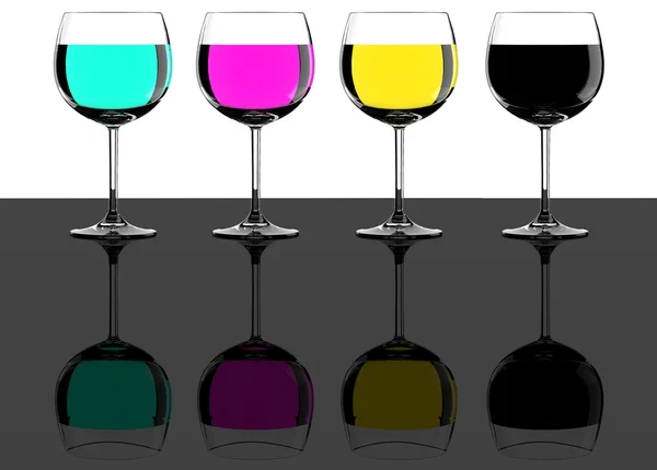 CMYK şarap bardakları kavramı — Stok fotoğraf