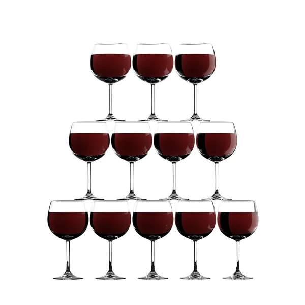 Rode wijn glas stapel — Stockfoto