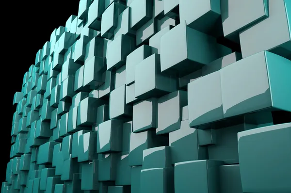 Ciano abstrato cubos 3D — Fotografia de Stock