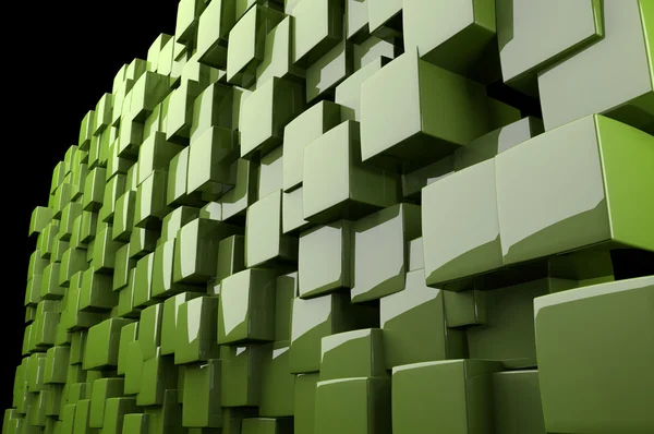 Cubos 3d abstractos en verde —  Fotos de Stock