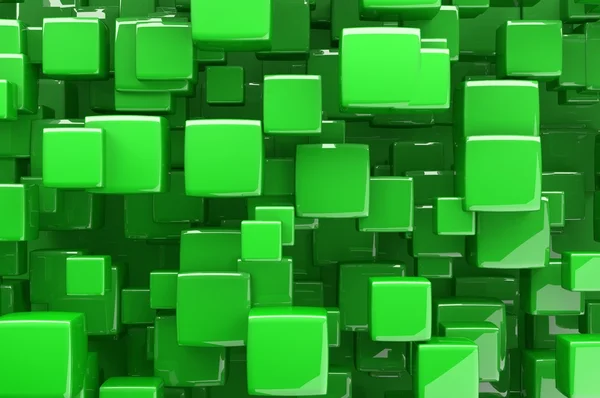 Abstracte 3D-kubussen in het groen — Stockfoto