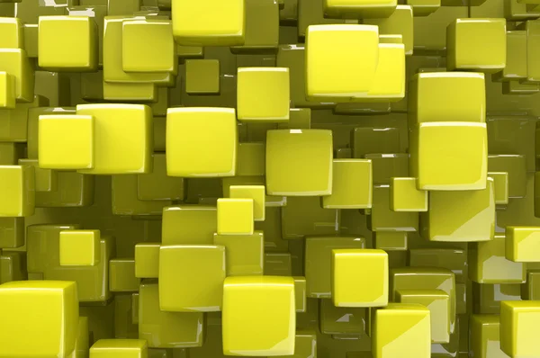 Cubos 3d abstratos em amarelo — Fotografia de Stock