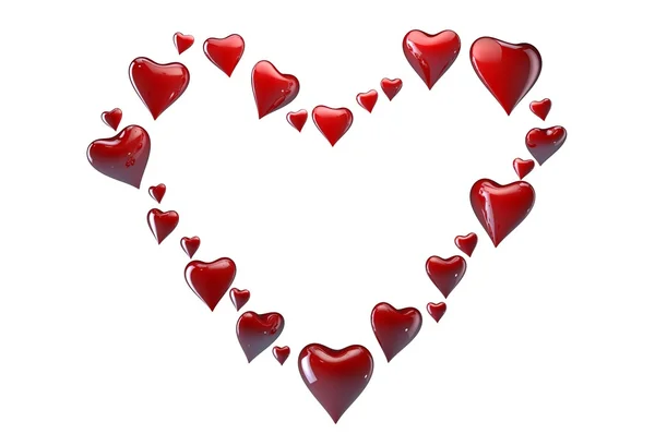 Grande coração feito de pequenos corações vermelhos — Fotografia de Stock