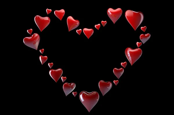 Grande coração feito de pequenos corações vermelhos — Fotografia de Stock