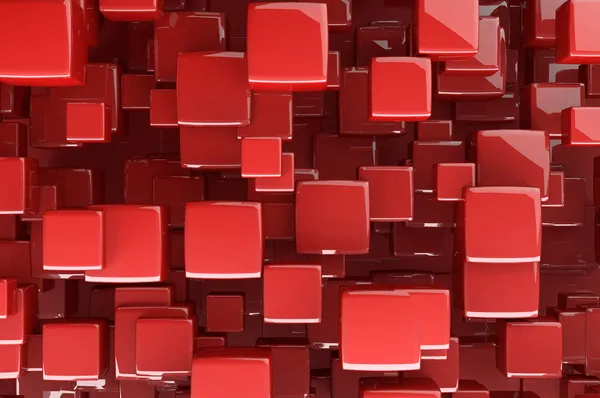 Abstracte rode 3D-kubussen Rechtenvrije Stockafbeeldingen