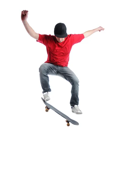 跳跃的滑板手 图库照片