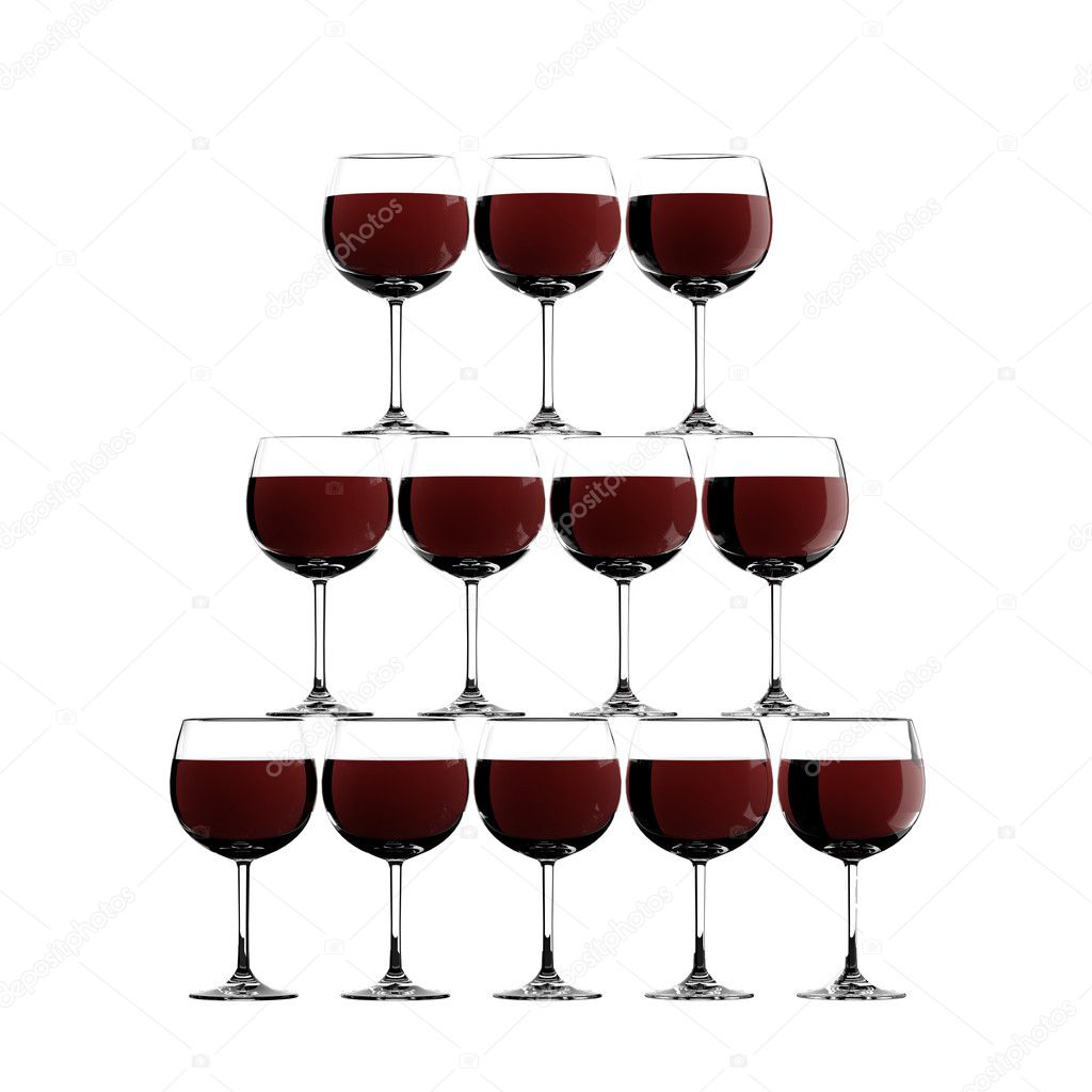 Red wine glass stack