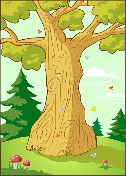 Tree on the glade — Stock Vector